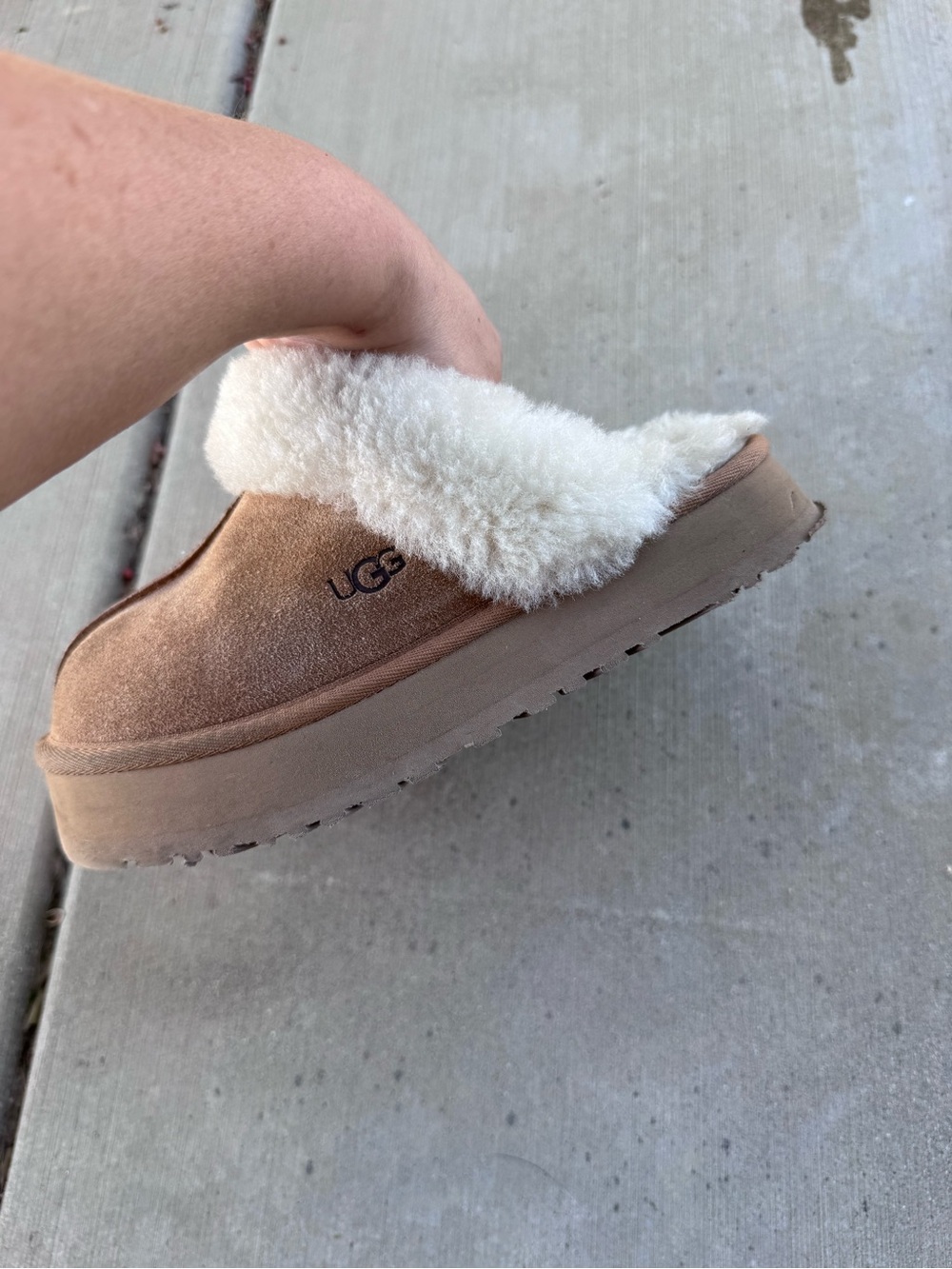 UGG Australia Women's Disquette Platform Suede Slippers Chestnut Sz Approx 6/6.5 - Picture 5 of 8